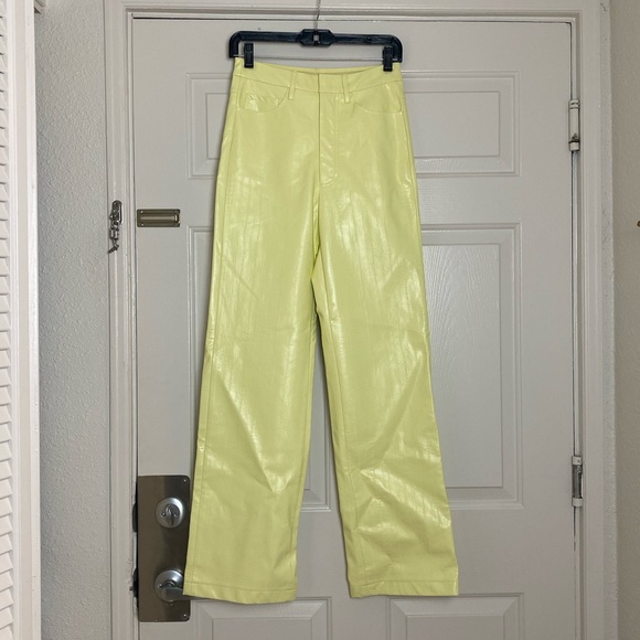 ROTATE Birger Christensen Rotie Pants in Luminary Green / Yellow Size 34 - NWT - Picture 4 of 10